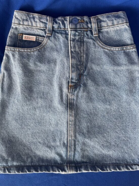 Guess Other - Vintage Guess Denim Midi Skirt Light Wash Logo Back Pocket Girls 12, XXS Jrs.